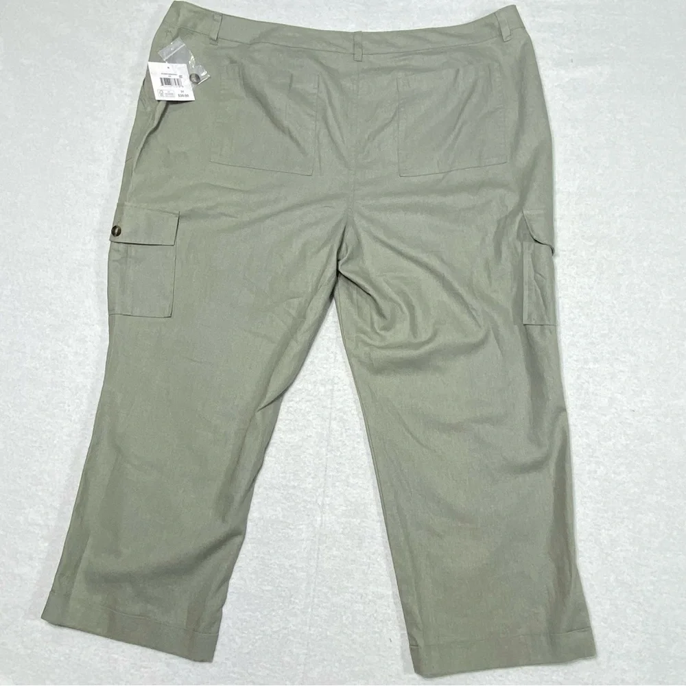 Falls Creek Cargo Pants Women Plus 24 Sage Gray Crop Stretch Casual Workwear NWT - Picture 9 of 16